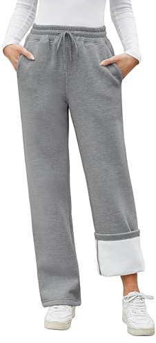 Niwicee Pantalon Chándal Mujer Jogger Mujer Invierno con Forro Polar Sherpa Pantalones Térmicos Cordón Ajustable Casuales 2 Bolsillos Cómodos Pantalones Chandal Mujer
