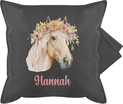 Kissenbezug - Pferdemädchen Geschenk Pferde Motiv Geschenkidee Pferd I Haflinger Pferd Geschenk Pferdeliebhaber - 50 x 50 cm - Grau - Geschenke pferdekissen mädchen Name Reiter Tiere Kissen
