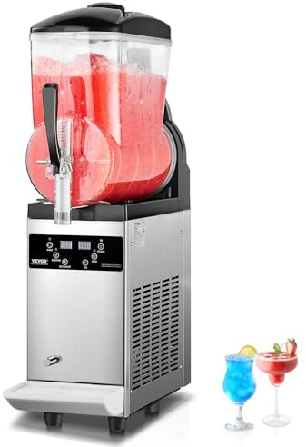 VEVOR Machine à Granité Commerciale 12 L Simple Réservoir, Machine à Boissons Glacées en Acier Inoxydable de 48 Tasses, Distributeur de Boissons Frappées Granitas Margarita Smoothie, Cafés Bars