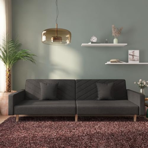 Xichuzi Schlafsofa 2-Sitzer mit 2 Kissen Schwarz Stoff, Loungesofa, Sofas & Couches, Relaxsofa, Couch für Wohnzimmer, 375901