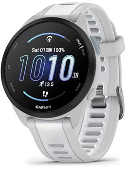 Garmin Forerunner 165, Smartwatch per la corsa, 43mm, Musica, App di Streaming, GPS, Cardio, VO2max, Report mattutino, HRV Status, Piani gratuiti 5K, 10K, 21K e Maratona (Whitestone) (Ricondizionato)