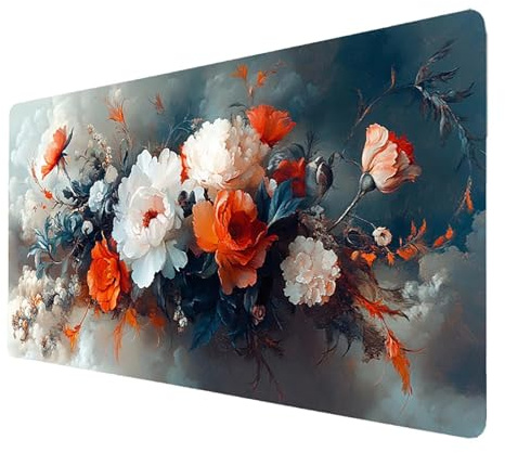 Alfombrilla Ratón xxl 1000x500x3mm Alfombrilla RatóN Gaming Color Mejorar la precisión y la velocidad, Protector Escritorio Impermeable y Antideslizante, Tapete Escritorio Flor para PC y Portátil 6207