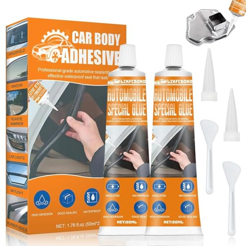 LIKFCBOND Karosseriekleber, Schwarzes Silikon für Auto, Karosseriedichtmittel, Auto-Scheibendichtung, Schwarzes Silikon für Karosserie, Fenster und Andere Automobilteile, 100ml