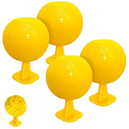 Trappola Mosche Della Frutta, 4 Pezzi Trappola Per Mosche Di Frutta, Trappole Per Mosche Da Interni, Sospesa,Per Vasi Da Fiori, Balconi, Patii, Frutteti, Cucina, Bagno, Giallo