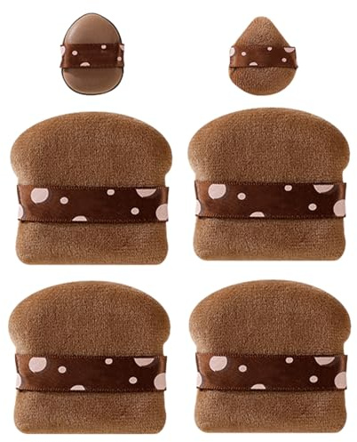 Set de Borlas para Polvos Faciales Esponja Difuminadora Polvos Sueltos | 6 Unidades Lavable Para Difuminar Bases BB CC y Corrector
