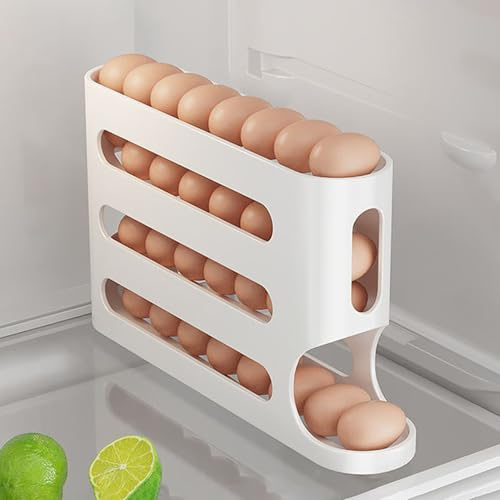 Hueveras Para Frigorifico | Organizador De Huevos Para Refrigerador De 4 Niveles | Neveras Soporte Rodante Para Huevos Estante | Organizador De Huevoss Para Cocina