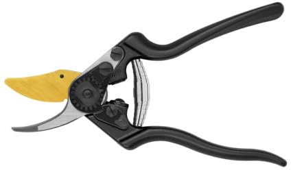 FELCO 8 Gartenschere Klinge F-Gold/Schwarze Griffe – Rechtshänder, robust und elegant, kratzfeste AuCo-Klinge, 25 mm Schnitt, geschmiedete Aluminiumgriffe, Swiss Made