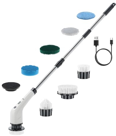 Brosse à récurer électrique, moteur rotatif puissant, 1 ensemble, brosse de nettoyage sans fil, brosse de nettoyage de douche, prise en main ergonomique et légère, pour salle de bain, carrelage et