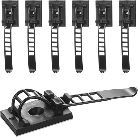 100 Stk Kabelhalter Selbstklebend, Kabelhalter Schreibtisch Kabelmanagement, Verstellbare Kabelklemmen Selbstklebend, Cable Management, Kabelclips Selbstklebende Kabelbinder Halter für Zuhause Büro