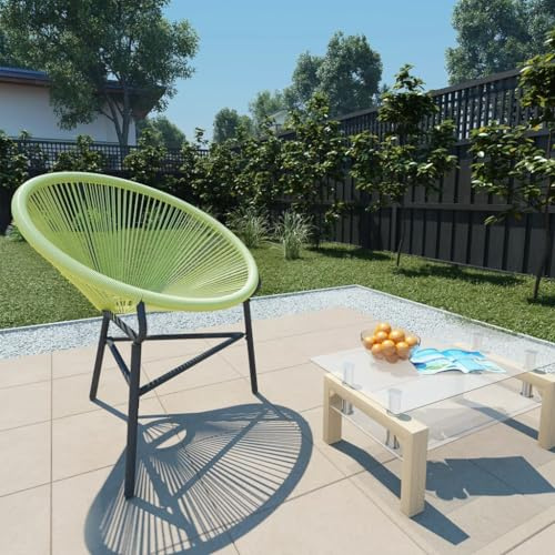 QZZCED Acapulco runder Stuhl aus synthetischem Rattan, Grün, Gartenmöbel, wasserdicht und leicht zu reinigen, mit stabilem und langlebigem Stahlrahmen für den Außenbereich