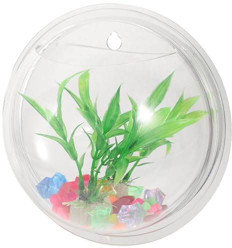 LALAFINA Wall-Mounted Acrylic Vase 17cm Diameter Mirror Finish Small Hydroponic Planter Betta Fish Bowl Indoor Plant Holder Home Decor Random Style