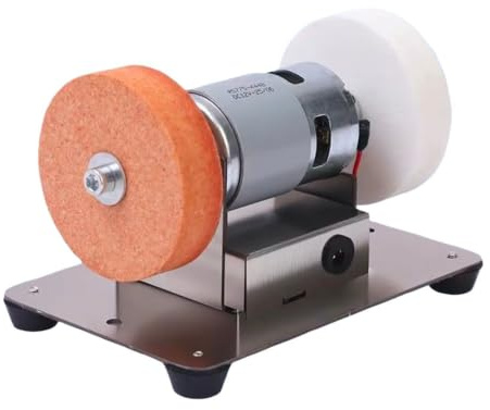 Mini Esmeriladora De Banco, 7 Velocidades De Engranaje Con Doble Rueda De Afilado Y Lijadora De Banda 3000-6000rpm, Sistema De Artesanía De Pulidor Y Amortiguador De Mesa Para Jade, Joyería, Metal