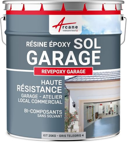 ARCANE INDUSTRIES Resina para Suelo de Garaje - Pintura epoxi para Suelo: REVEPOXY - 177 - Gris Tele 4 - RAL 7047