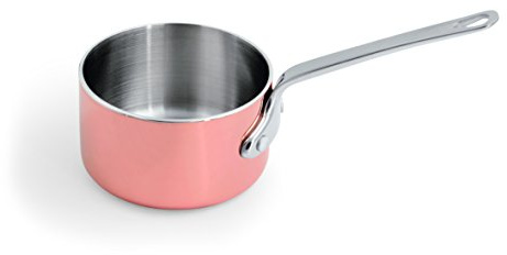 Mini-Servierkasserolle (SERVIERGESCHIRR KUPFER SERIE 201 MINI) - innen Chromnickelstahl/außen Kupferbeschichtung, Griffe angenietet, PREMIUM-QUALITÄT (A3 - Durchmesser Ø 8 cm)