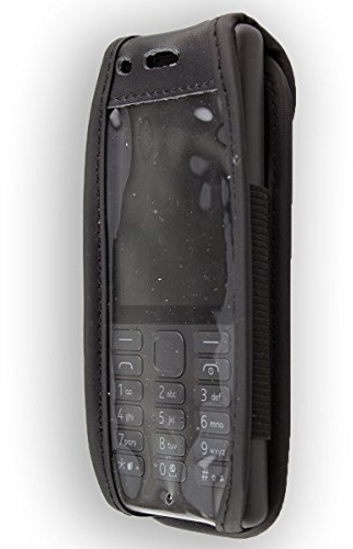 caseroxx Ledertasche mit Gürtelclip für Nokia 216 in schwarz – robuste Handy-Tasche mit Sichtfenster & Gürtelclip aus Echtleder, ideal für Beruf, Freizeit, Outdoor & sicheren Transport