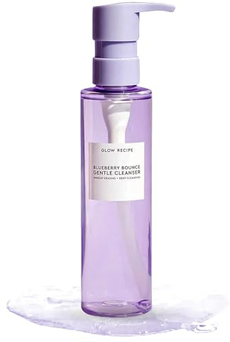 Glow Recipe Blueberry Bounce, Korean Exfoliating Face Wash, Double Cleanse Foaming Cleanser Step 2, Makeup Remover + Clarifying Mask, Gentle AHA + Hyaluronic Acid, Sensitive Skin, Vegan (160ml)