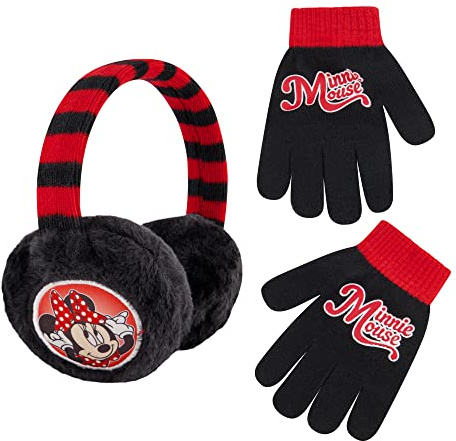 Disney Girls Winter Earmuffs Warmers And Kids Gloves Sets, Minnie Mouse For Ages 4-7