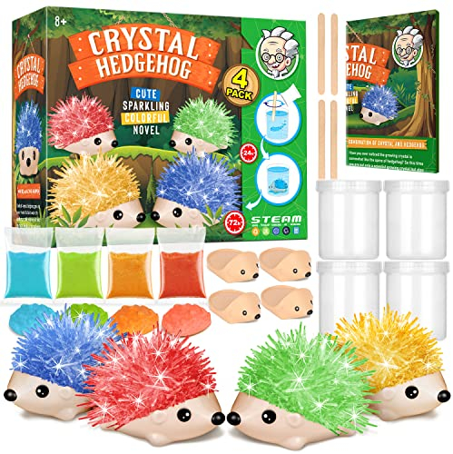 Dr. Daz Igel Kristalle Züchten - Kristall Zucht Hedgehog, 4 Stück - Experimente für Kinder ab 6 7 8 9 10 Jahre - Crystal Growing Spielzeug Geschenk Junge