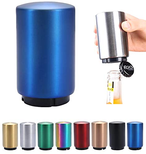 CHICAN Magnetic Bottle Opener, Stainless Steel Automatic Beer Bottle Opener, Push-Pull Bottle lid Lifter, Beer Gift for Men, can Open Beer Bottle in Half a Second (Blue)