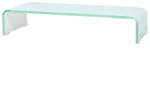 Tidyard Mobile Porta TV in Vetro Temperato Trasparente/Nero/Bianco,Alza Schermo in Vetro Temperato,Porta TV in Vetro Nero,Mobile TV in Vetro,Tavolino Porta TV in Vetro,Rialzo TV in Vetro