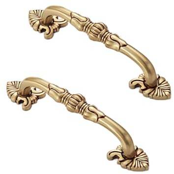 CcHhyyt 2 Stück Vintage Messing Schrankgriffe Blumenmuster Antik Möbelgriff Metall Gold Möbelknöpfe Schrankgriffe Schubladengriff Türgriff Griffe für Küchenschrank,Schublade,Schrank (96mm, Gold)