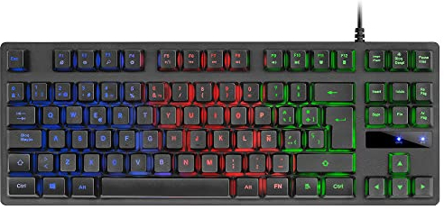Mars Gaming MK02 Nero, Tastiera Gaming H-Mech, TKL Compatto, FRGB Rainbow, Antighosting, Lingua Spagnola