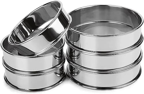 Serlium Crumpet Rings, 6 Pcs Double Volume Easy Demoulding Muffin Rings DIY Stainless steel Egg Rings for Frying Fried Eggs Pancakes Mcmuffin Omelettes Crumpets (8CM)