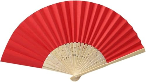 Yukiyi Ventagli a mano rossi per le donne ventagli pieghevoli in tessuto ventagli pieghevoli fai da te ventagli fatti a mano per ballare foto puntelli decorazione da parete accessori da sposa