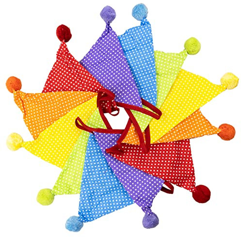 4M Fabric Bunting Banner with 12PCS Double Sided Cotton Pennants, 17x17CM Floral Triangle Garlands for Birthday Parties Ceremonies Kitchen Bedrooms Decoration-Multicolor