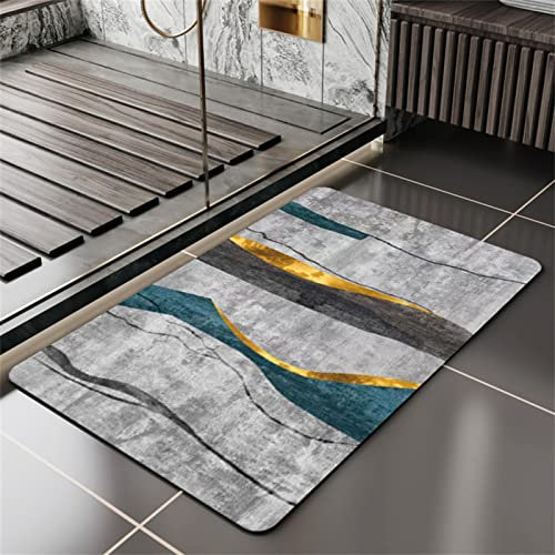 Heeboode Badematte Rutschfester Badezimmerteppich Absorbierender Badteppich 70x120cm Duschmatte Schnelltrocknende Badematte Home, Badvorleger rutschfest Waschbar, Bad Teppiche Badezimmermatte Grau