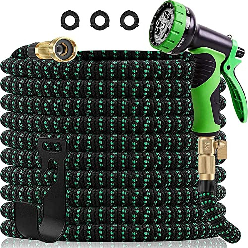 Tuyau d'arrosage Extensible, Anti-Fuite Tuyau Arrosage Extensible à 9 Fonctions, Tuyai Arrosage Retractable 25/50/75/100 FT Tuyau Flexible pour Jardinage Lavage de Voiture (100FT/30M)