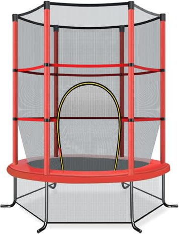 COSTWAY Cama Elastica Infantil Ø 165cm, Trampolines con Red de Seguridad y Almohadilla para Muelles para Niños de 3-6 Años, de Interior/Exterior, Carga estática 135kg