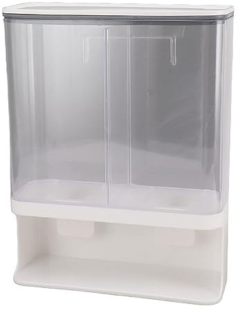 TOPINCN Rice Dispenser, 3L Transparent Airtight Rice Container One Key Output, Wall Mounted Grain Dispenser Rice Storage Bucket Food Storage Container Rice Mung Beans More