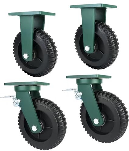 Roulettes Industrielles Roulette Pivotante Robuste Avec Frein, Lot De 4 Roulettes De Transport, Roulettes Fixes Capacité De Charge 1800 Kg Roue En Caoutchouc Solide, Roue Increvable
