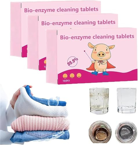 Tabletas multifuncionales de limpieza bio-enzimática, sal explosiva de bio-enzima, lavado activo de enzimas biológicas, potentes tabletas de limpieza de bio-enzimas para ropa, cortinas, zapatos (3