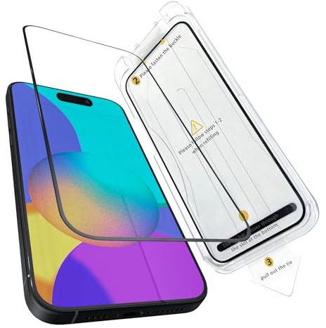 Ones iPhone 14 Pro Pellicola protettiva dello schermo, Durezza 9H, Ultra Resistente, Vetro temperato infrangibile a copertura totale con kit di allineamento automatico, 1 Pezzo, Clear