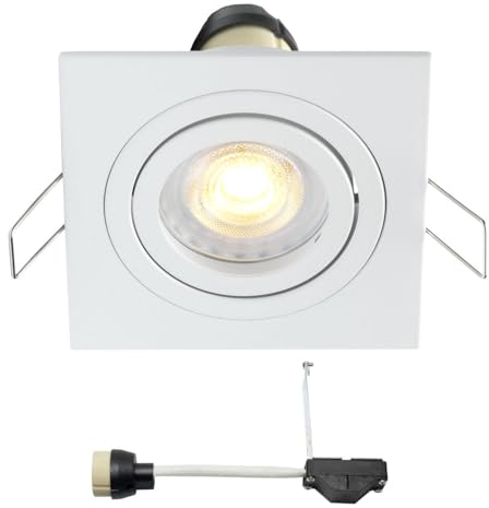 LED Einbaustrahler Coblux Eckig mit GU10 Fassung | Einbauleuchten - Deckenstrahler - Einbauspots - Downlight - Deckenspots - Deckeneinbauleuchten | 4W - Schwenkbar - 230V - IP20 – Warmweiß