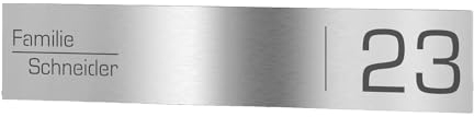Graviers Design Briefkastenschild aus Edelstahl für Briefkasten selbstklebend - Namensschild Hausnummer Schild personalisiert mit Lasergravur Design 1