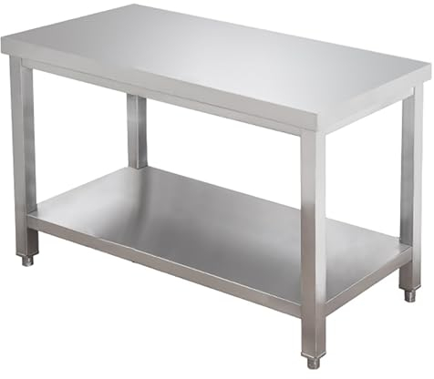 Edelstahltisch für Vorbereitung Und Arbeit, Metallvorbereitungstisch, Kommerzieller Vorbereitungstisch, Stahlwerkbank für Garage, Werkstatt, Küche Und Hotel (Color : Double Layer, Size : 80x40cm/31x