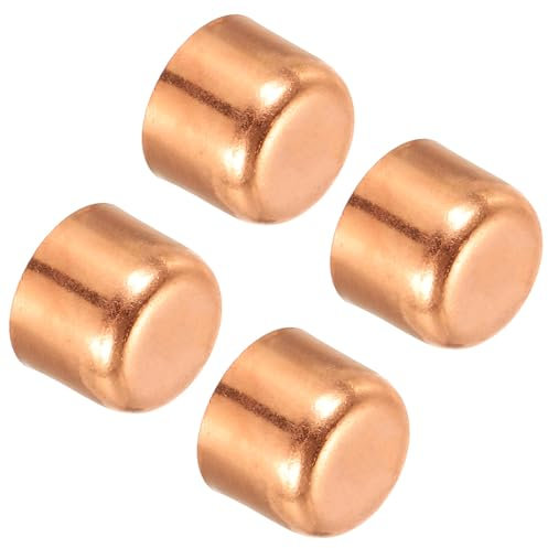 PATIKIL 5/8 Pollici ID Tappo per Estremità Tubo in Rame, 4pz Tappi in Rame per Raccordi a Saldare per Impianti Idraulici HVAC Condizionatori d'Aria, Tono Rame