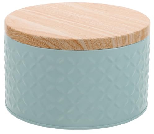 SEWACC Cookie Tin with Lid, Round Empty Biscuit Tin Tinplate Tea Canister Jewelry Trinket Box Snacks Treat Case for Storing Patisseries Snack Chocolate 5.31X5.31X3.34in