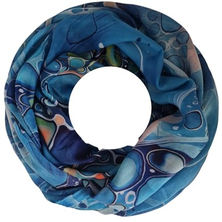 Loop Schal Damen bunt, Halstuch Loop Kreis Muster, Rundschal bunt dunkel, Schlauchschal Schal mehrfarbig
