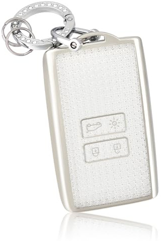 OFF WE GO Cover Chiave Guscio Chiavi Custodia Chiave per Renault Clio Captur Dacia Duster Scenic Kadjar Megane Koleos Espace Zoe Arcan Coprichiave con Portachiavi Macchina Telecomando Auto, Bianco