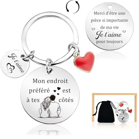 Cadeau Saint Valentin pour Homme et Femme, Porte Clef Couple Amour, Porte-Clés Idéal pour Couple Petite Amie Petit Ami - Je t'aime
