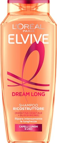 L'Oréal Paris Elvive Reparatur-Shampoo für langes und glattes Haar, regeneriertes und langes Haar ohne Doppelspitzen, angereichert mit Keratin und Rizinusöl, 700 ml