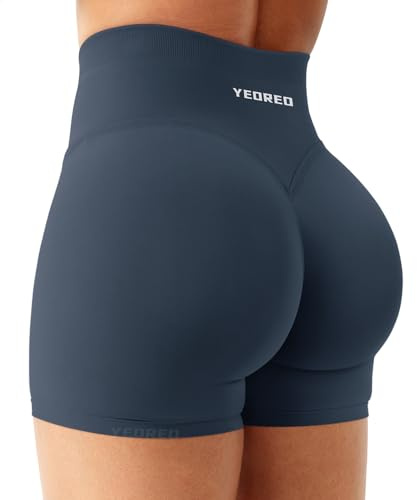 YEOREO Sport Shorts Damen 4.5 Invisible Scrunch Butt Gym Short Booty Short | Hoch Taille, Nahtlose, Tummy Control, V-förmiger Hosenbund, Yoga, Workout, Kurze Leggings