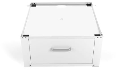 Wasophoogte® Meuble Machine à Laver – Support Machine à Laver Universel avec Tiroir XL – Couleur : Blanc – Fournis avec Supports Muraux – Dimensions : 63x63 cm