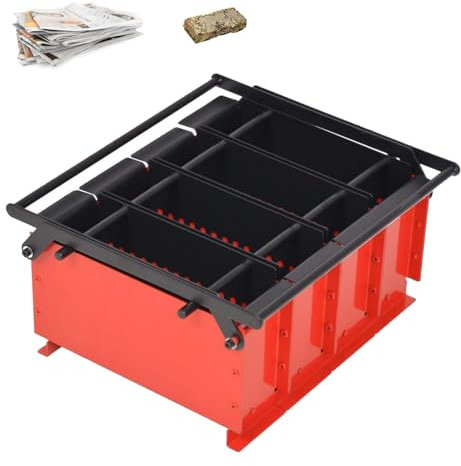 DOJOEUU Briquetteuse de journaux, Presse à Papier Manuelle, briqueteuse à 4 grilles, Machine à Recycler Les bûches de cheminée, Machine à Briques en Papier DIY