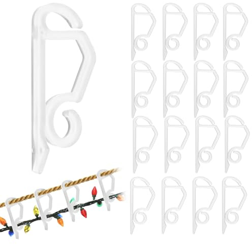 AIUNBEST 120 Crochets de Gouttière pour Noël, Clips & Crochets pour Guirlandes Lumineuses et Rideaux Lumineux – Fixation Idéale pour Noël, Avent et Réveillon