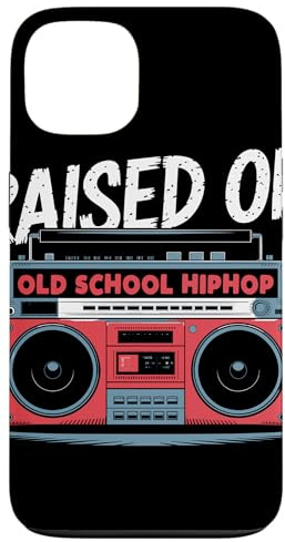 RAISED ON OLD SCHOOL HIPHOP Boombox Années 80 Musique Rap Coque pour iPhone 13